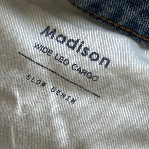 Oliver Logan Jeans Womens 35 Blue Wide Leg Cargo Madison High Rise Light Wash - Picture 5 of 11